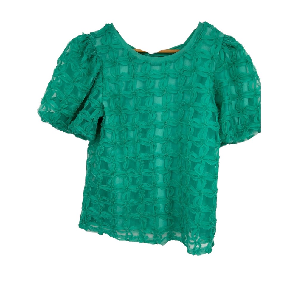 CATO Limited Edition Textured Puff Sleeve Top‎ Green Size Small